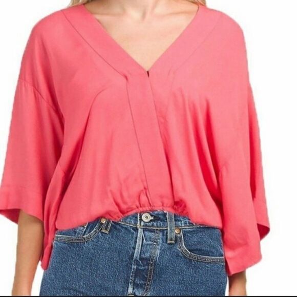 NEW Young Fabulous & Broke Coral Tia Wrap Blouse - Picture 5 of 5